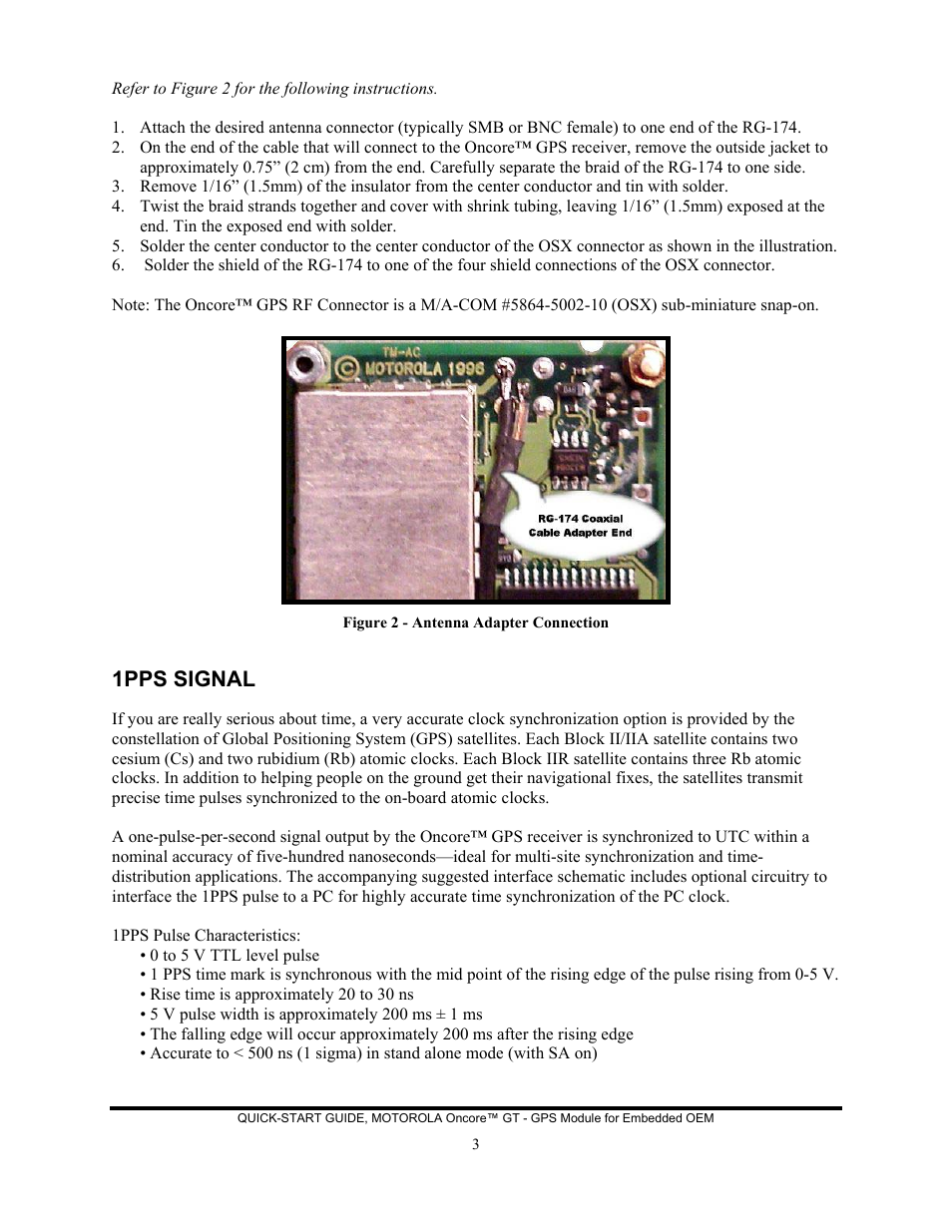 1pps signal | Motorola Oncore GT User Manual | Page 3 / 7