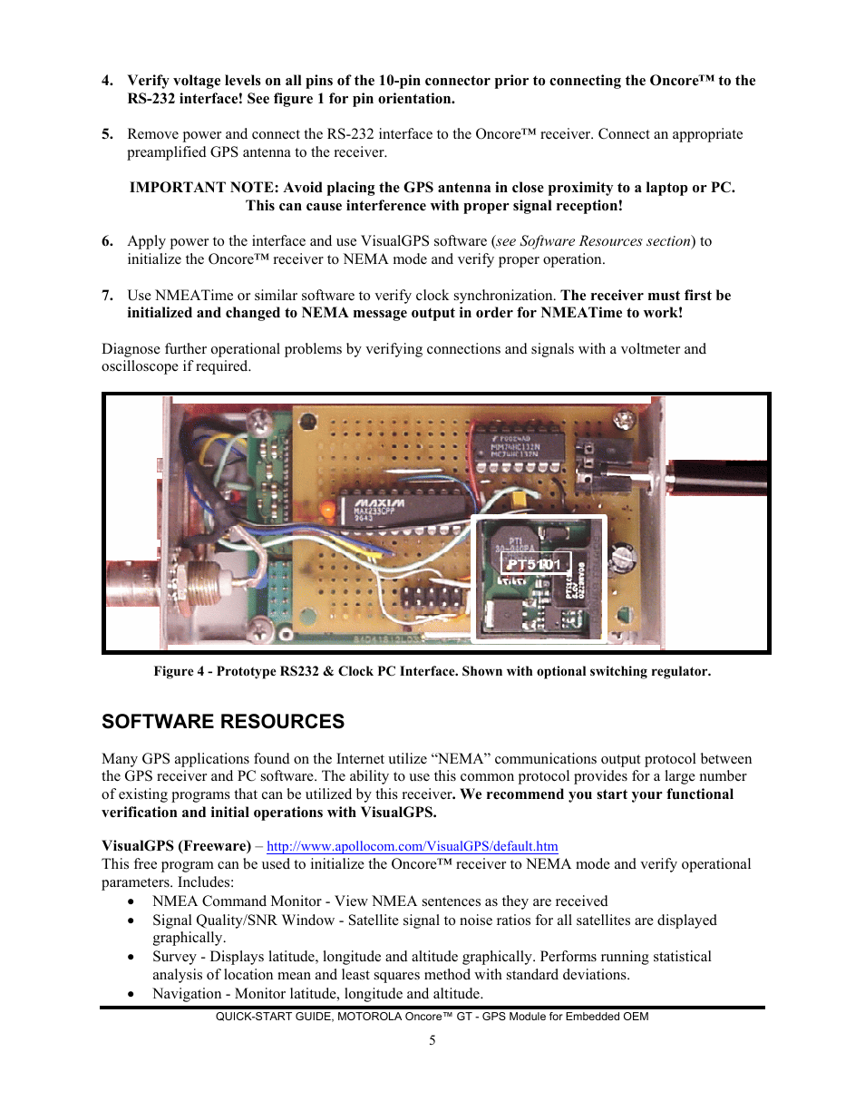 Software resources | Motorola Oncore GT User Manual | Page 5 / 7