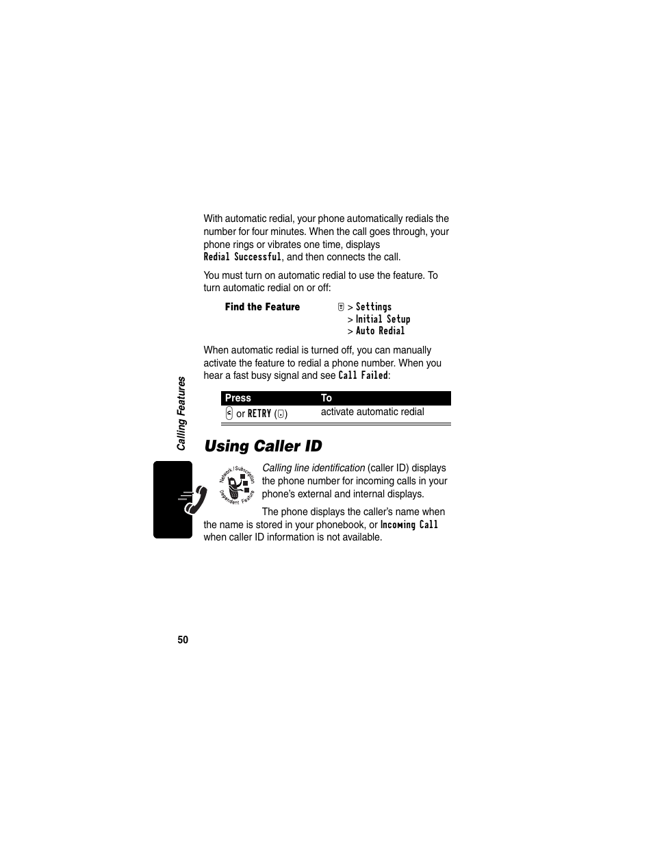 Using caller id | Motorola T731 User Manual | Page 52 / 104