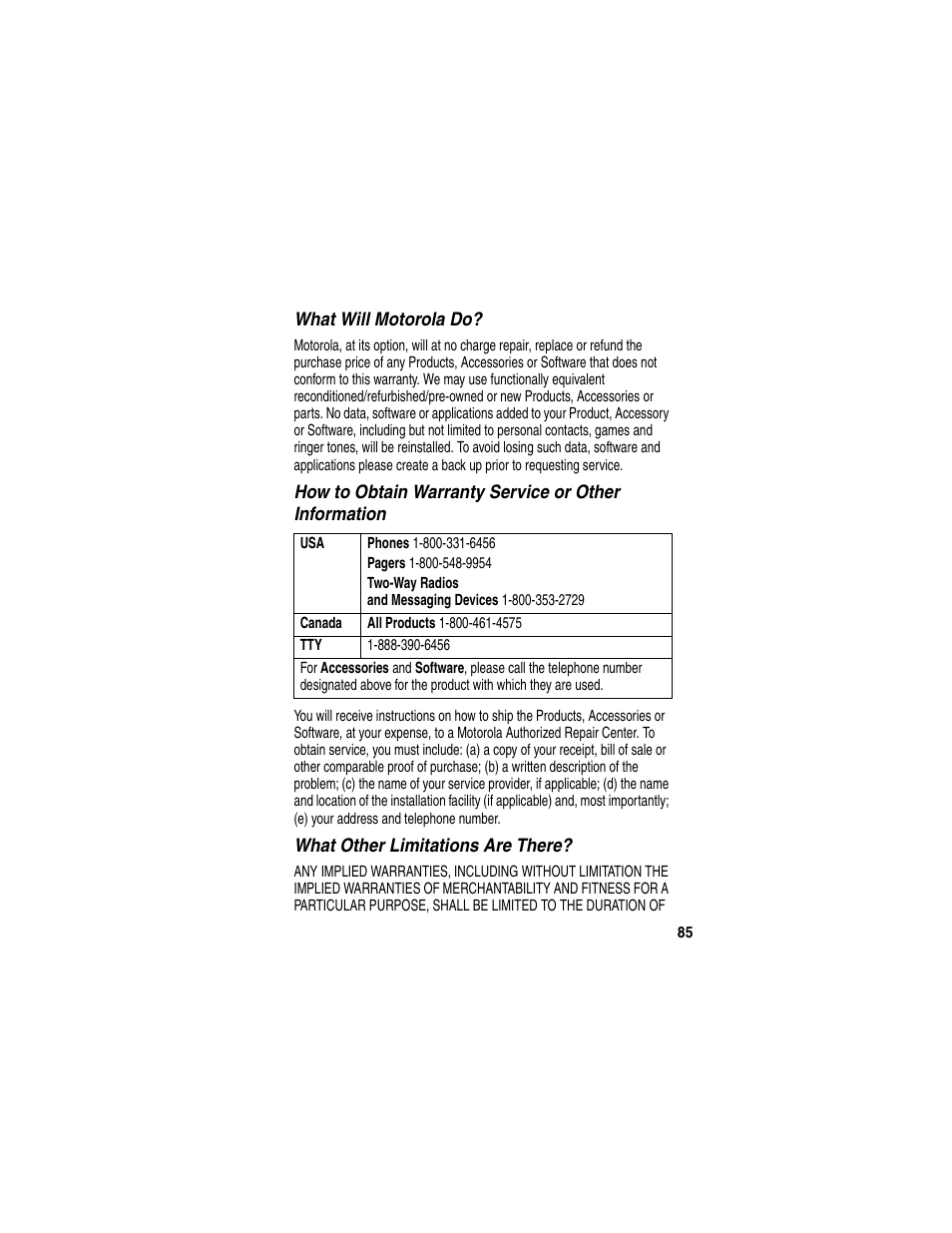 Motorola T731 User Manual | Page 87 / 104