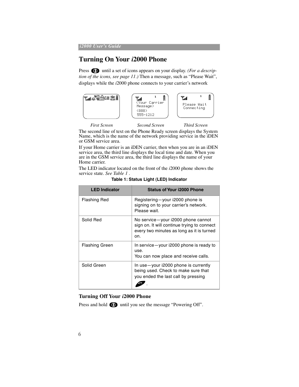 Turning on your i2000 phone, Turning on your i 2000 phone | Motorola iDEN User Manual | Page 14 / 93