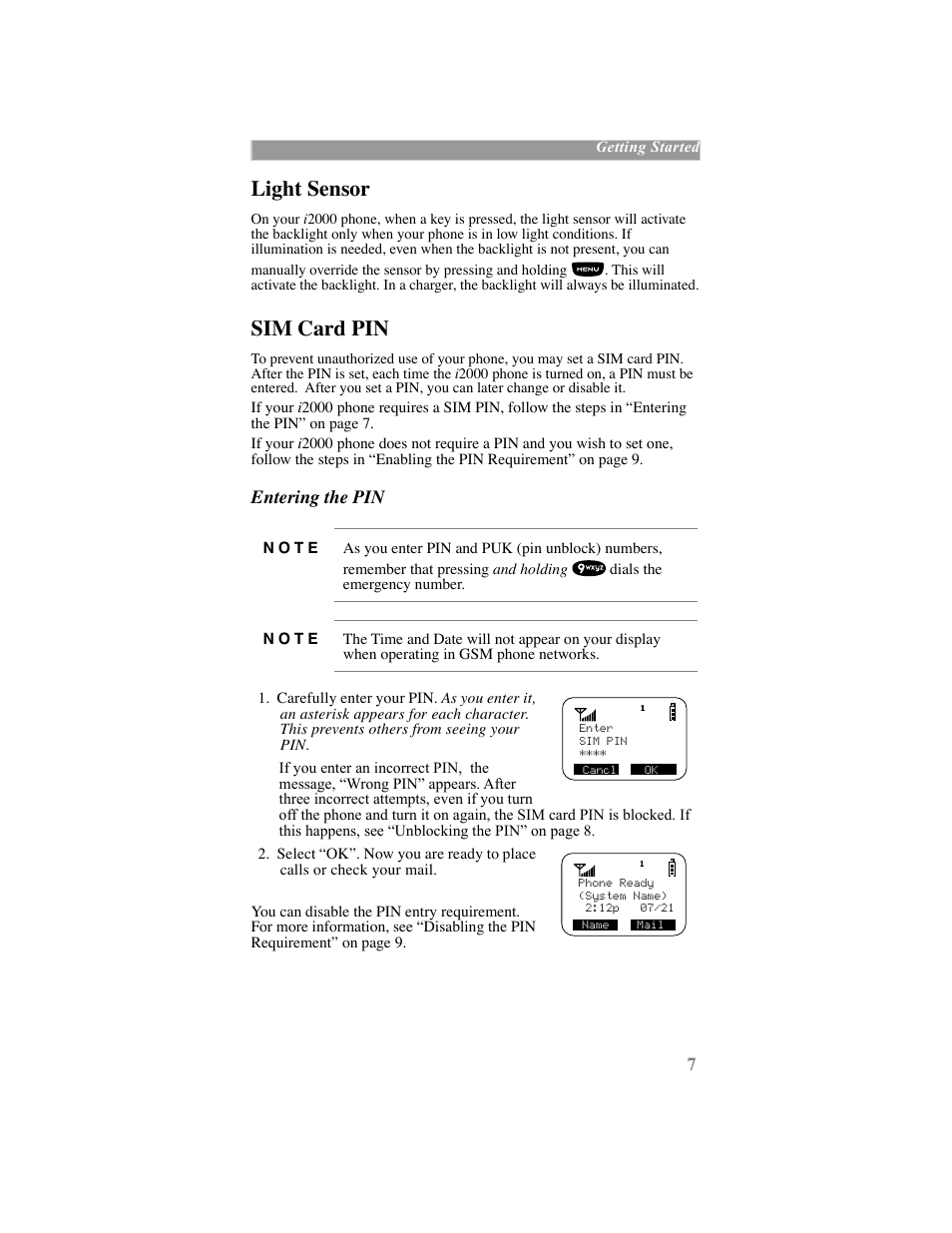 Light sensor, Sim card pin | Motorola iDEN User Manual | Page 15 / 93
