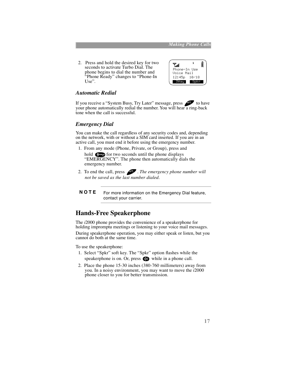 Hands-free speakerphone | Motorola iDEN User Manual | Page 25 / 93