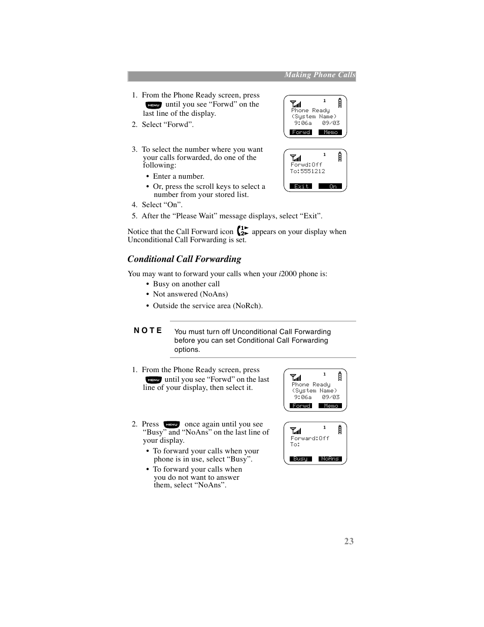 Conditional call forwarding | Motorola iDEN User Manual | Page 31 / 93