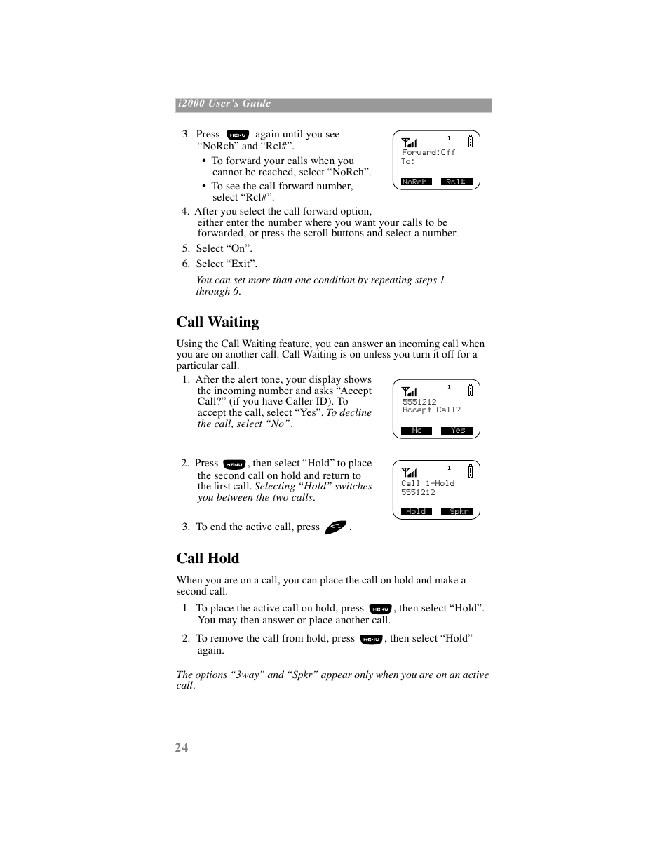 Call waiting, Call hold | Motorola iDEN User Manual | Page 32 / 93