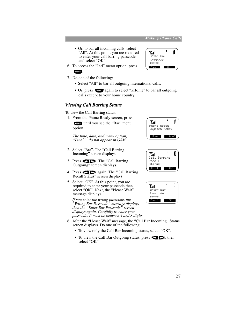 Viewing call barring status | Motorola iDEN User Manual | Page 35 / 93