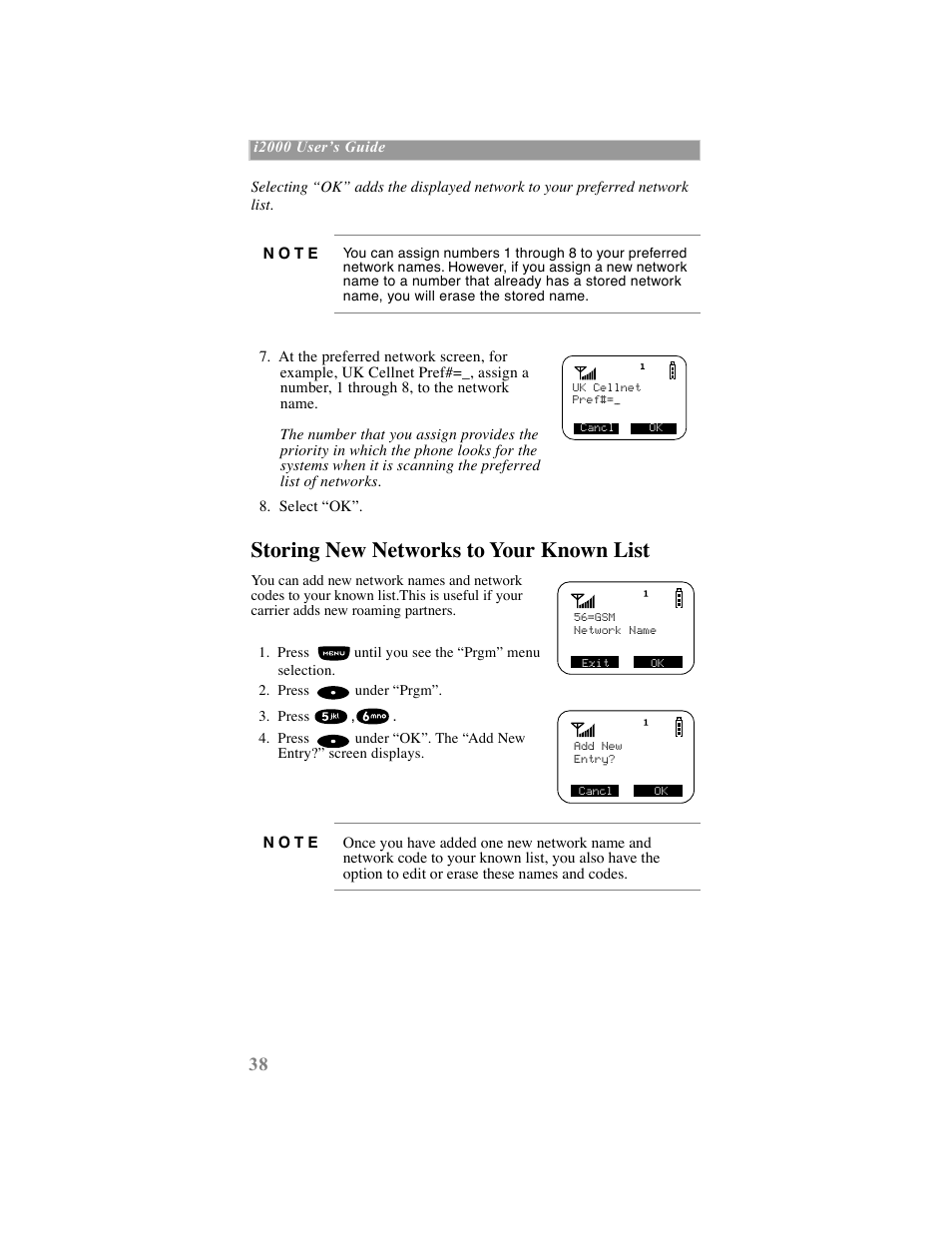 Storing new networks to your known list | Motorola iDEN User Manual | Page 46 / 93