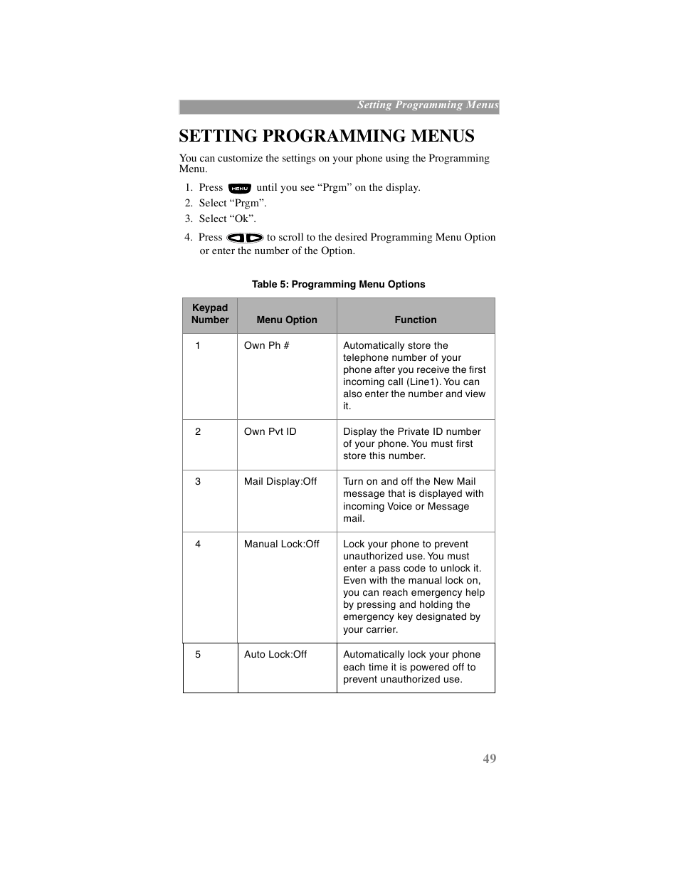 Setting programming menus | Motorola iDEN User Manual | Page 57 / 93