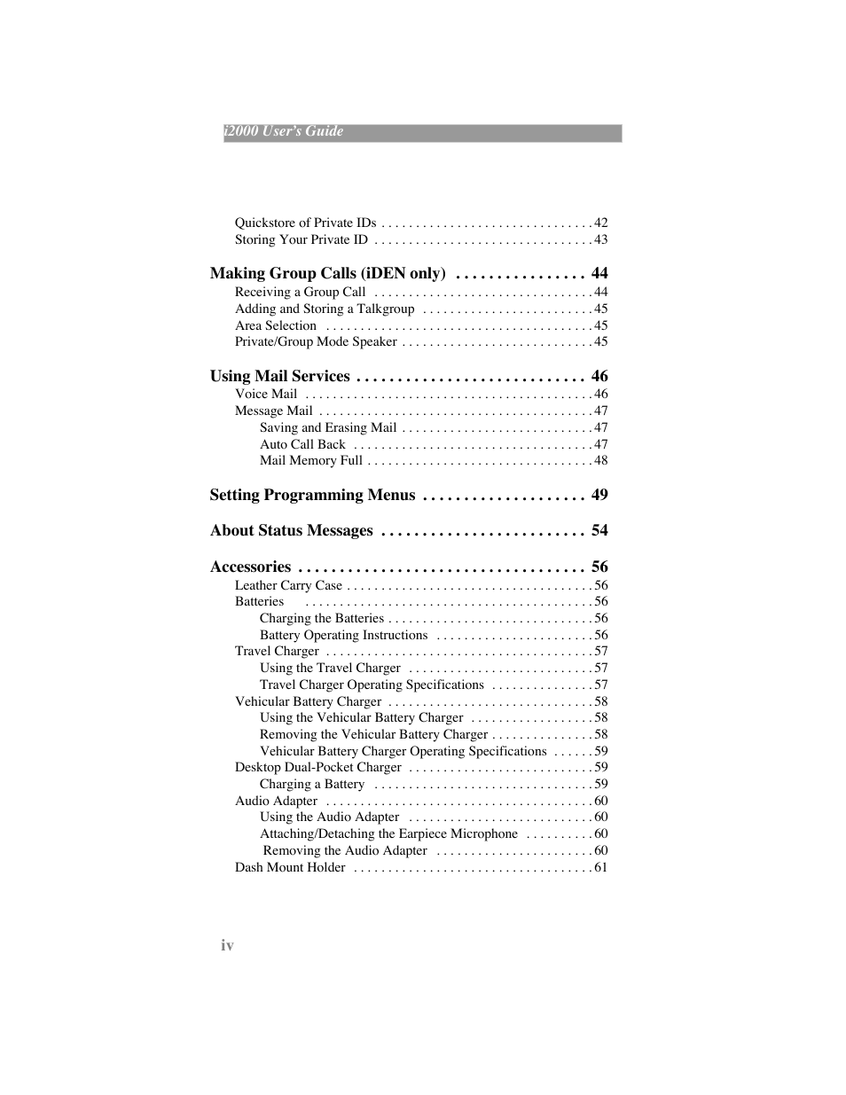 Motorola iDEN User Manual | Page 6 / 93