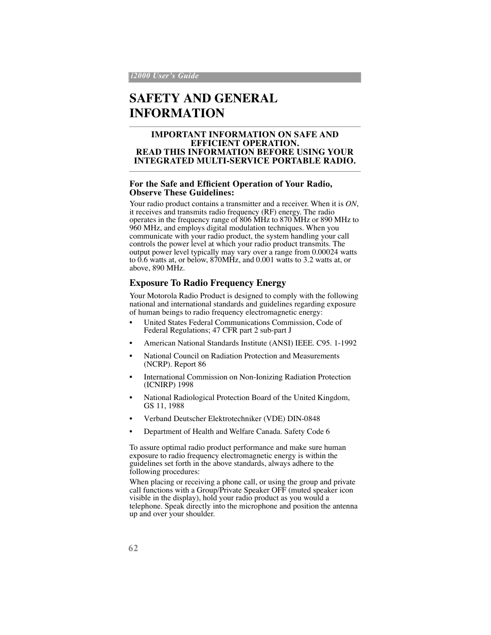 Safety and general information | Motorola iDEN User Manual | Page 70 / 93