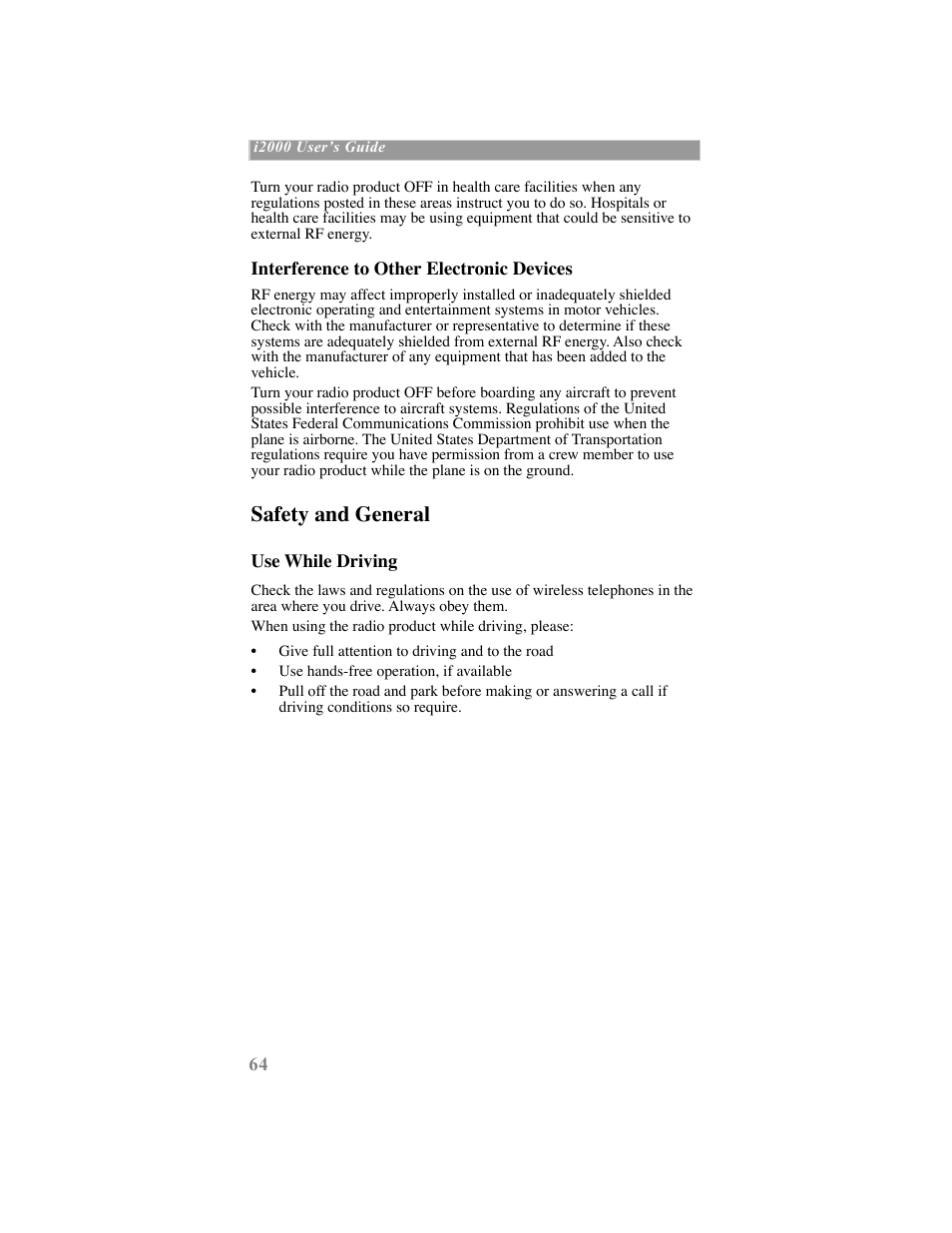 Safety and general | Motorola iDEN User Manual | Page 72 / 93