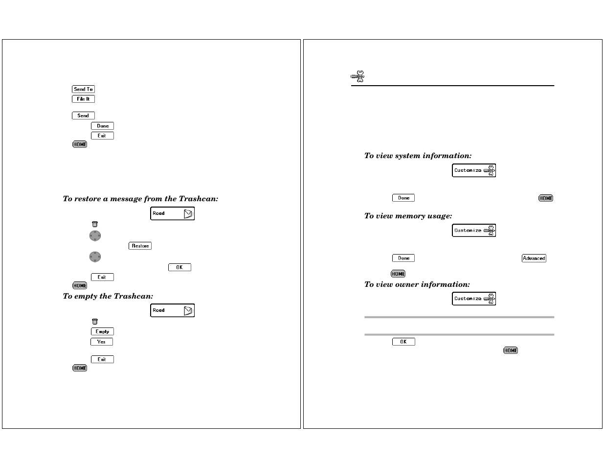 Trashcan, Customize, Viewing system status | Motorola P930 User Manual | Page 27 / 50