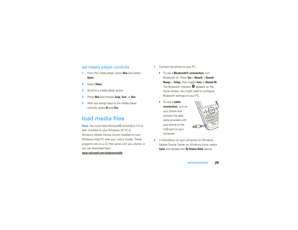 Load media files, Set media player controls | Motorola MOTO 9C User Manual | Page 31 / 84