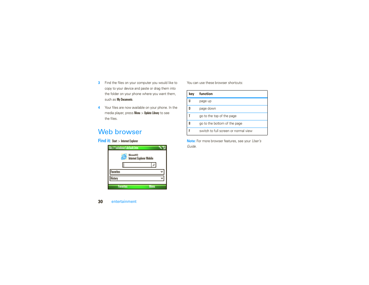 Web browser | Motorola MOTO 9C User Manual | Page 32 / 84