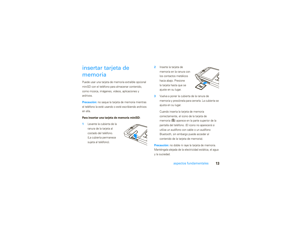 Insertar tarjeta de memoria | Motorola MOTO 9C User Manual | Page 55 / 84