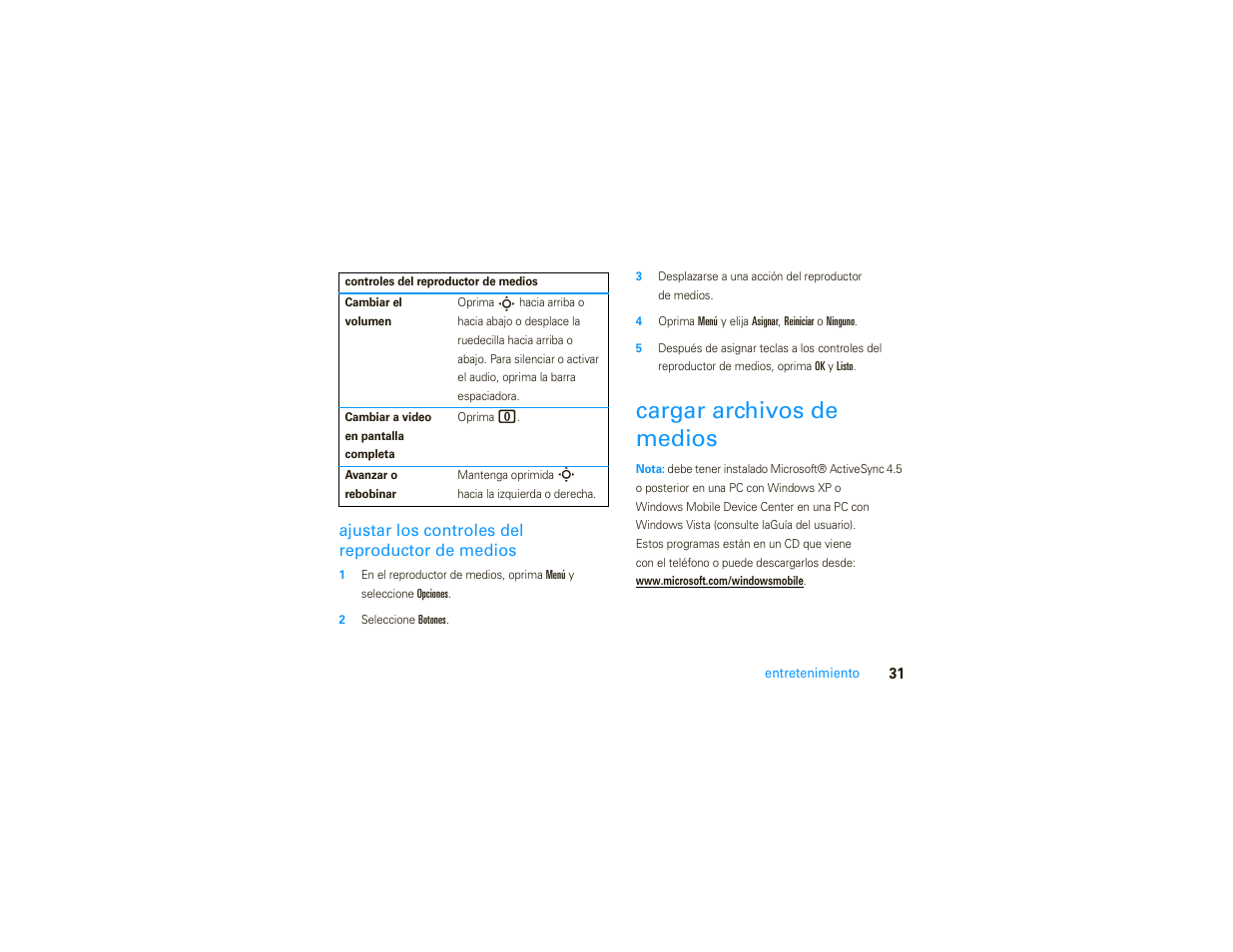 Cargar archivos de medios, Ajustar los controles del reproductor de medios | Motorola MOTO 9C User Manual | Page 73 / 84