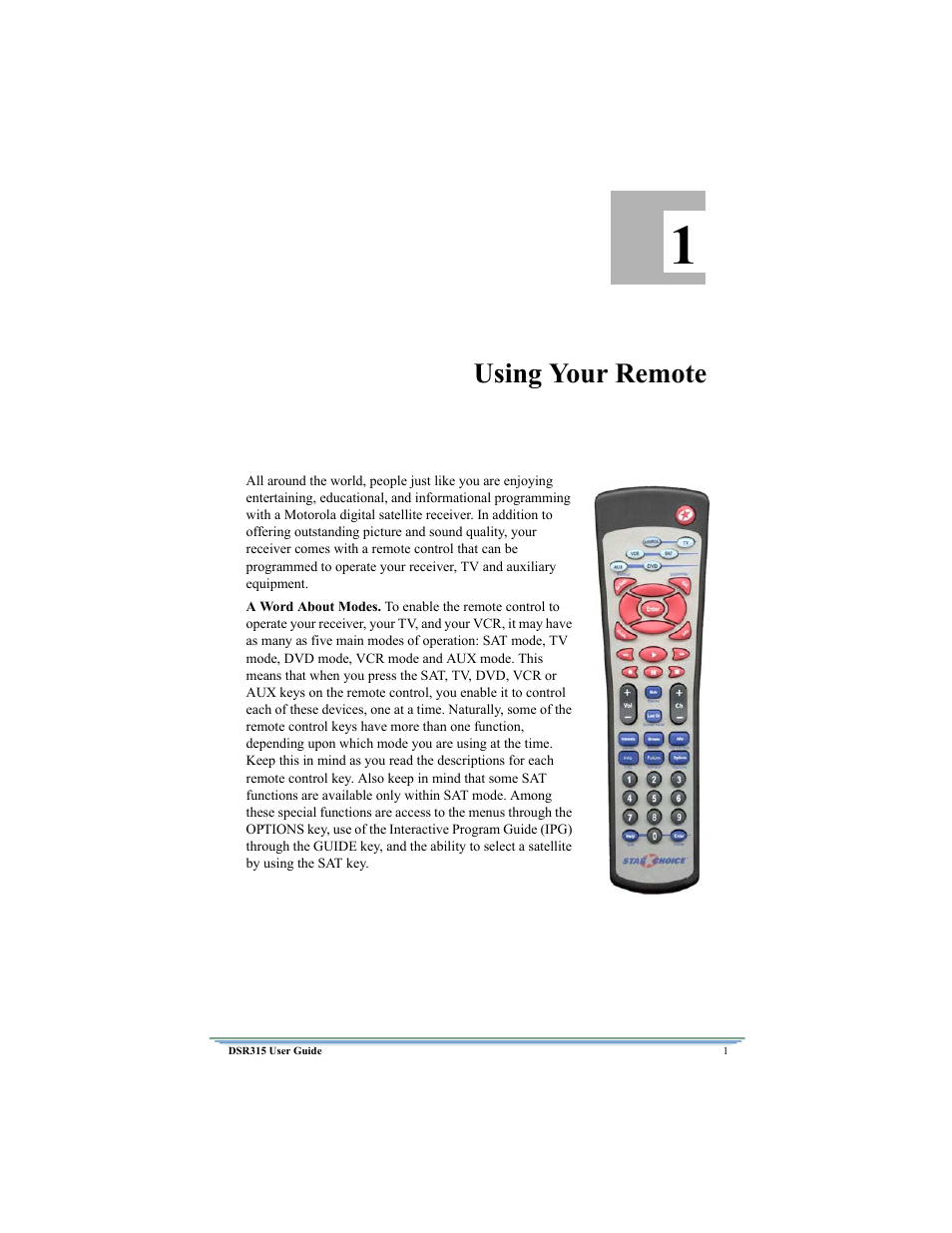 Using your remote | Motorola DSR315 User Manual | Page 13 / 70