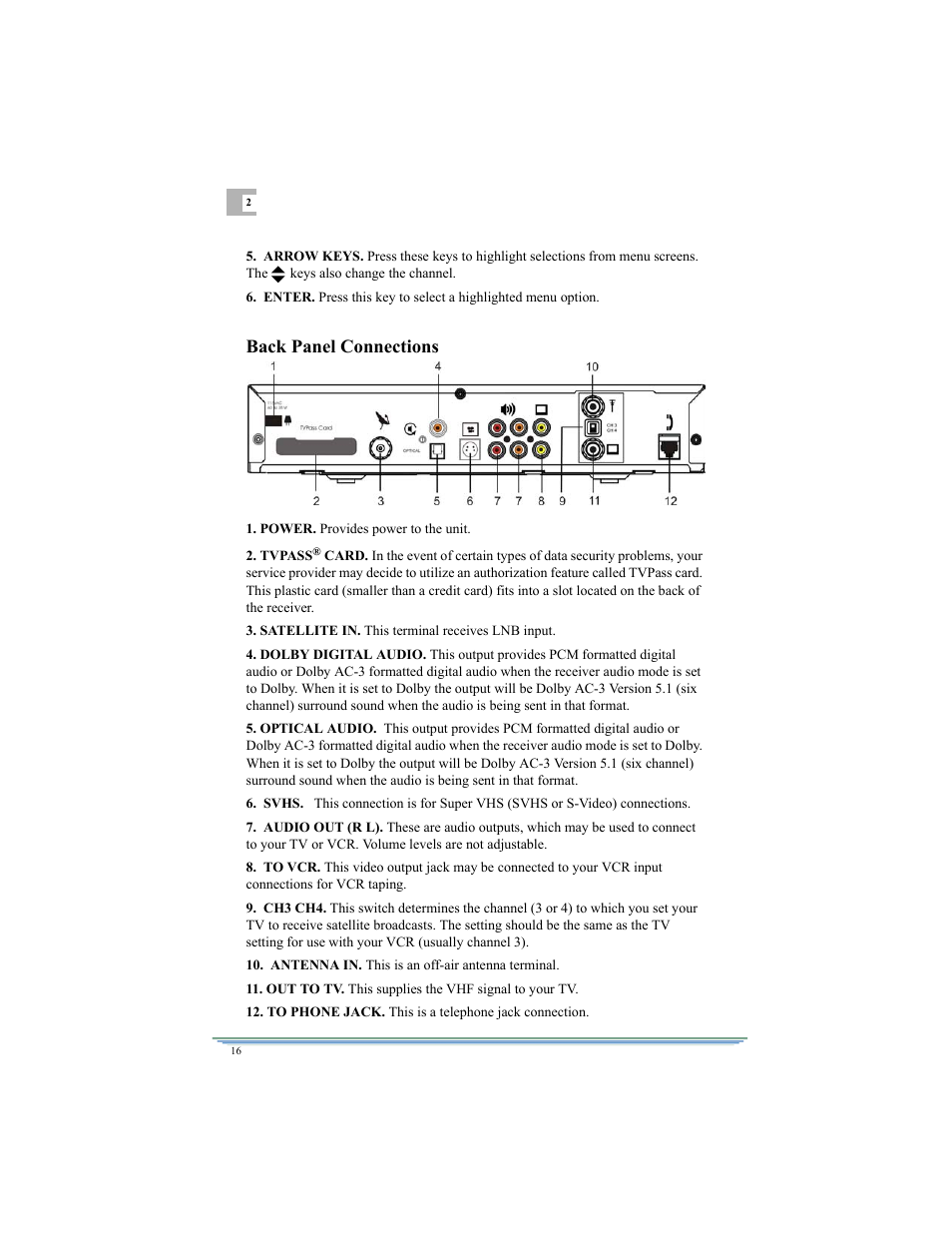 Back panel connections | Motorola DSR315 User Manual | Page 28 / 70