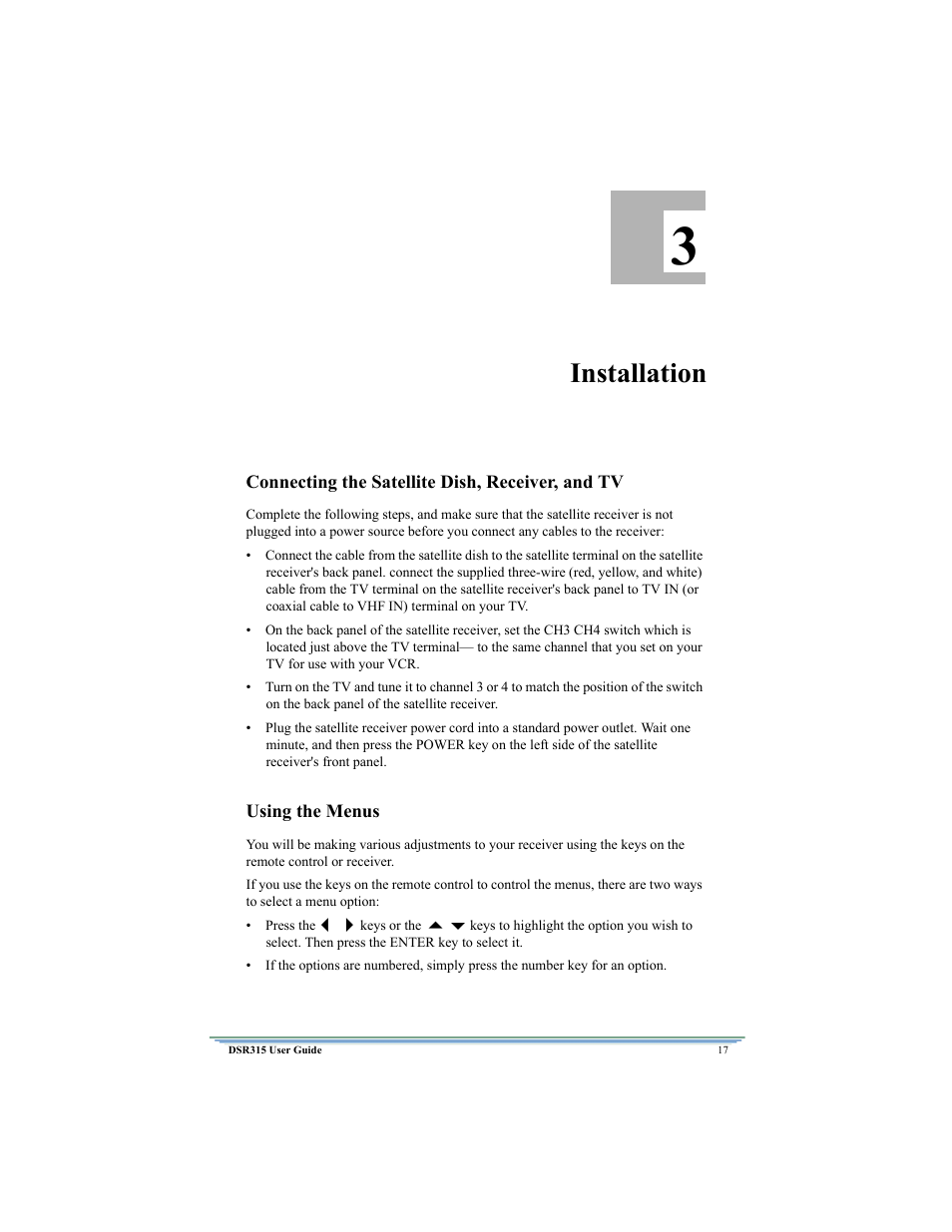 Installation | Motorola DSR315 User Manual | Page 29 / 70