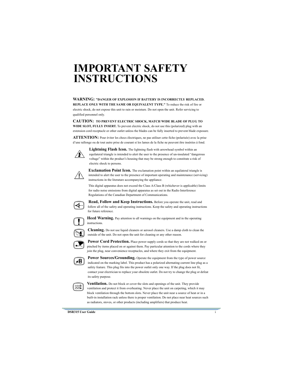 Important safety instructions | Motorola DSR315 User Manual | Page 3 / 70