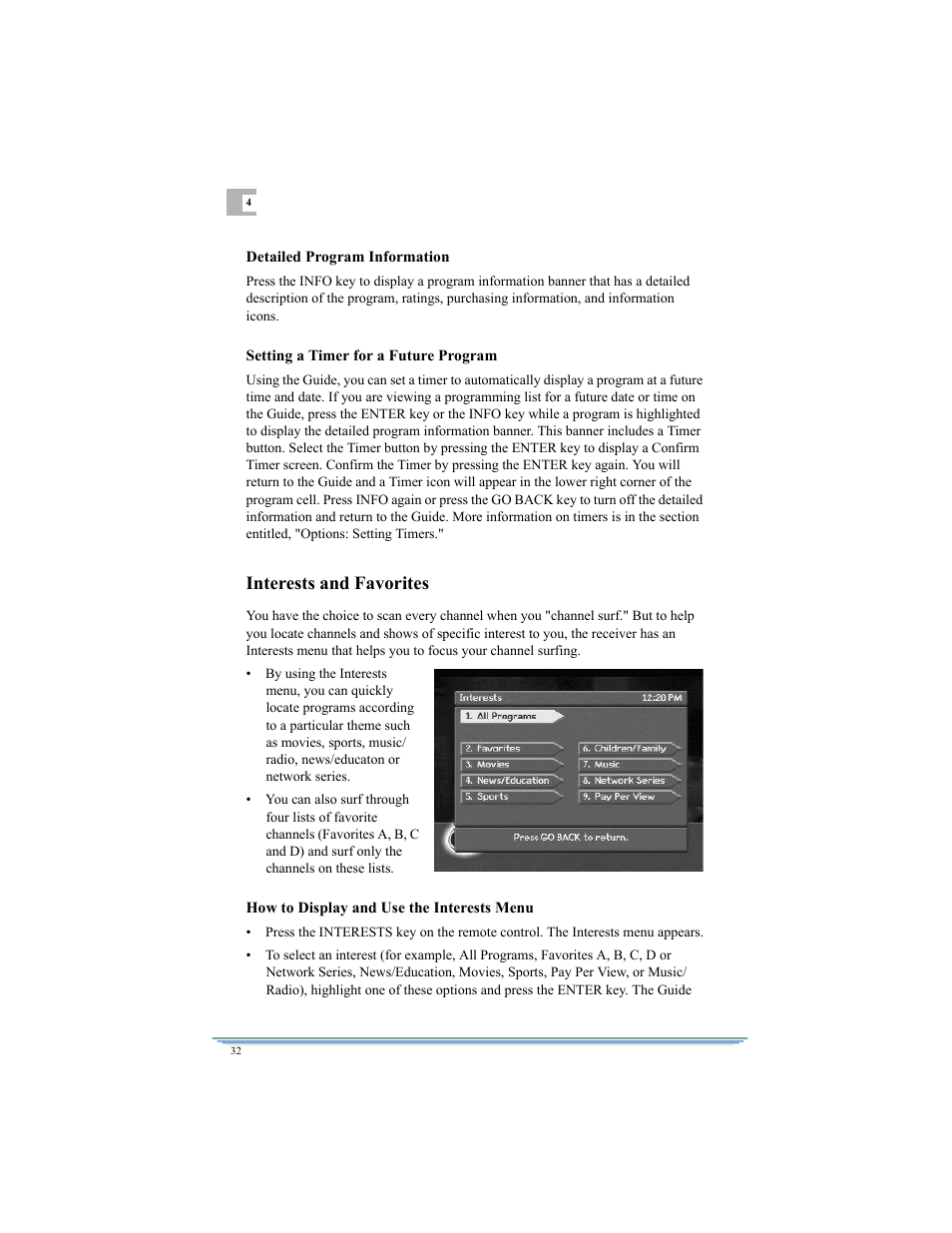 Interests and favorites | Motorola DSR315 User Manual | Page 44 / 70