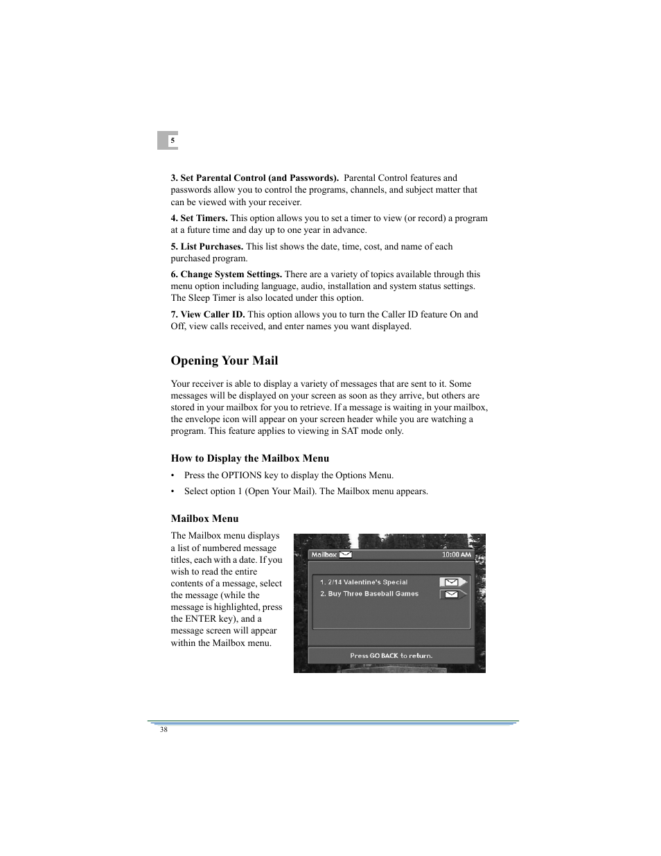 Opening your mail | Motorola DSR315 User Manual | Page 50 / 70