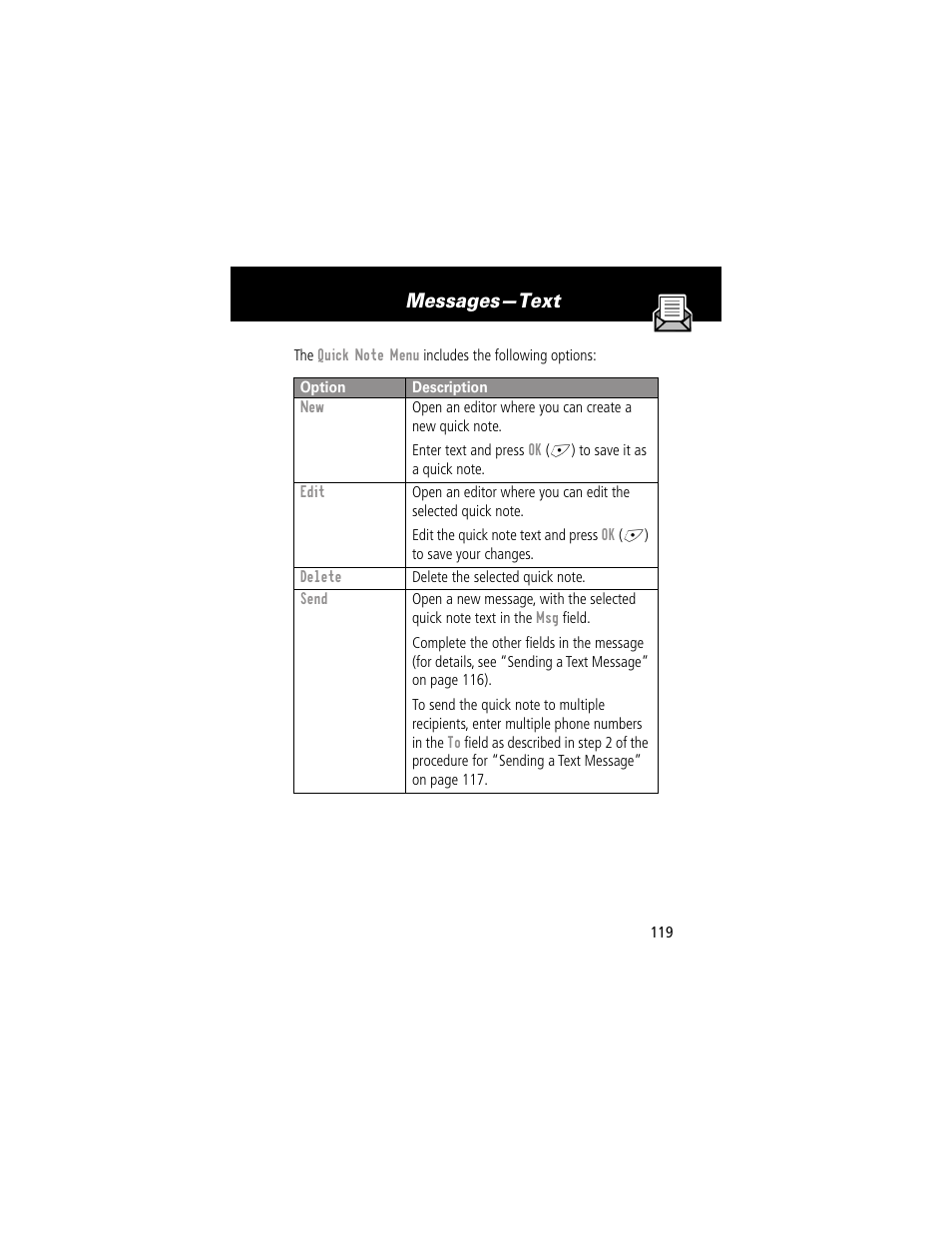 Messages—text | Motorola 280 User Manual | Page 121 / 222