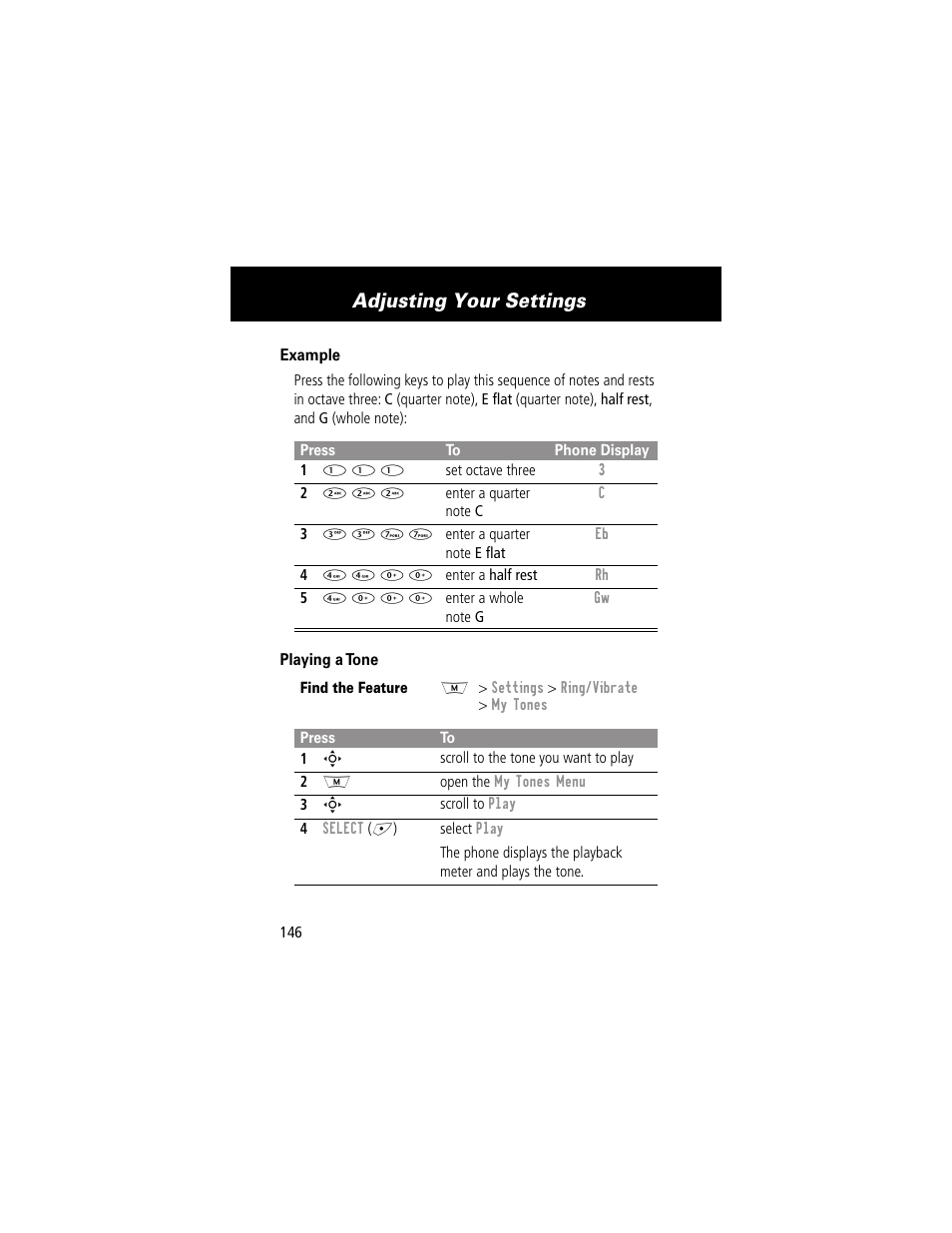 Adjusting your settings | Motorola 280 User Manual | Page 148 / 222