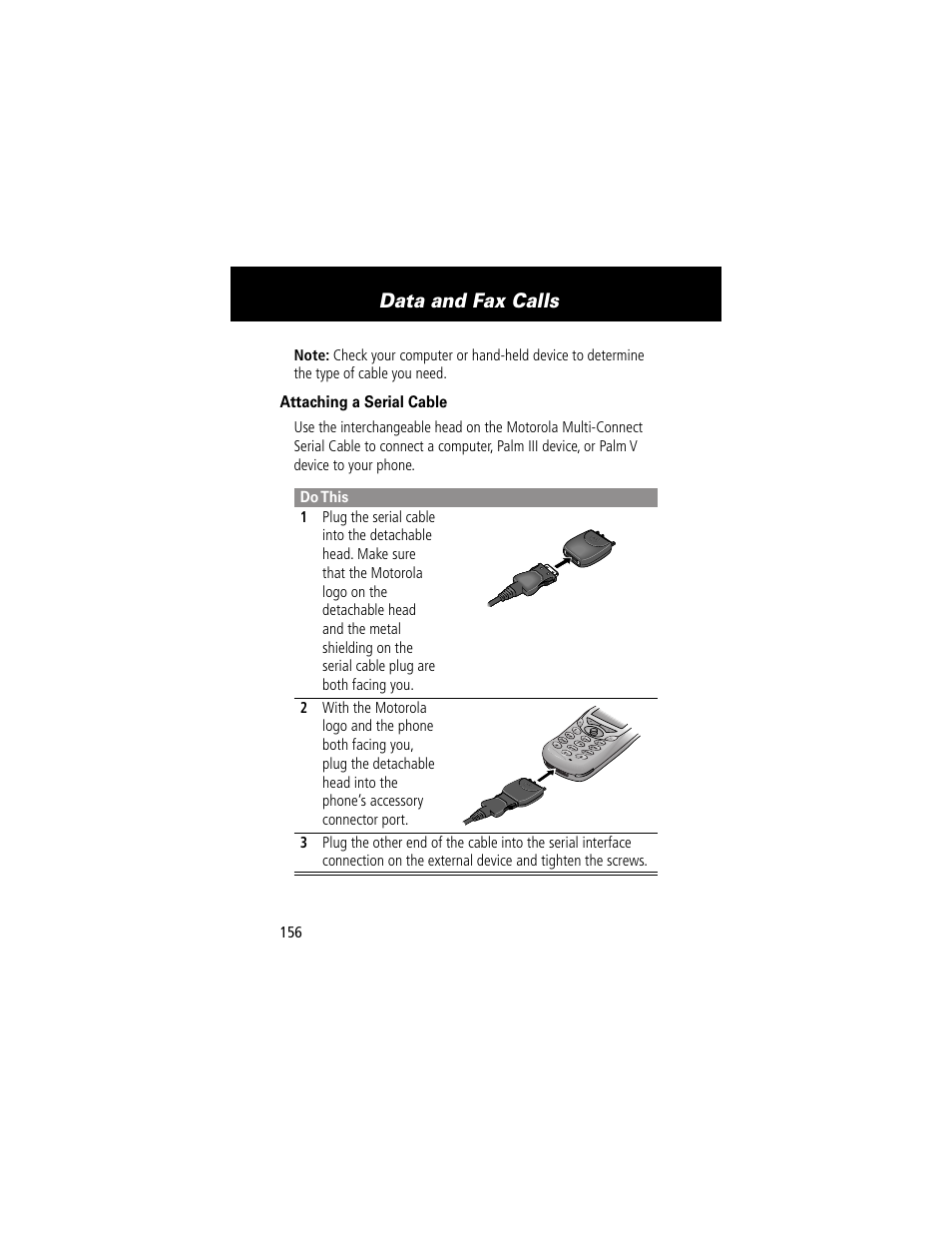 Data and fax calls | Motorola 280 User Manual | Page 158 / 222