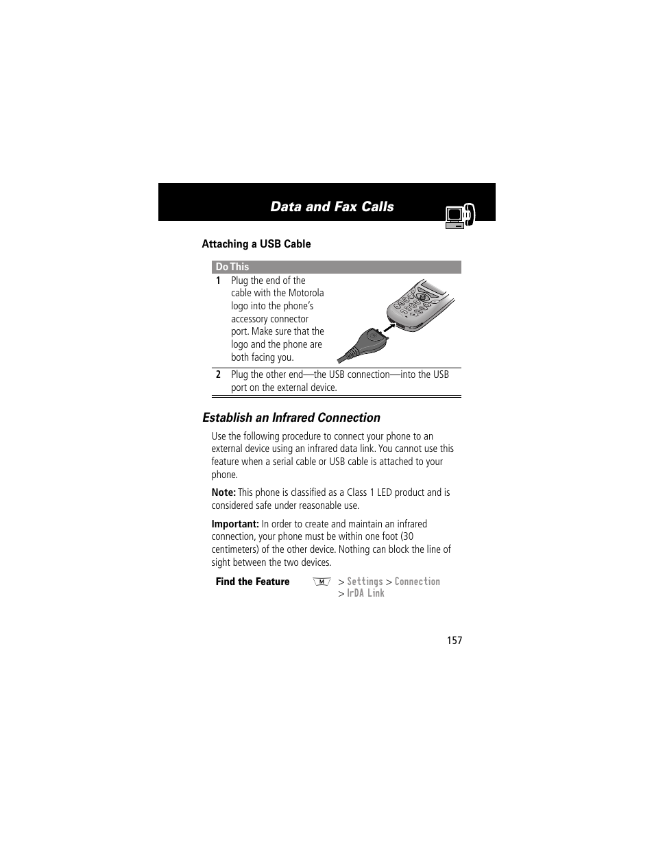 Data and fax calls | Motorola 280 User Manual | Page 159 / 222