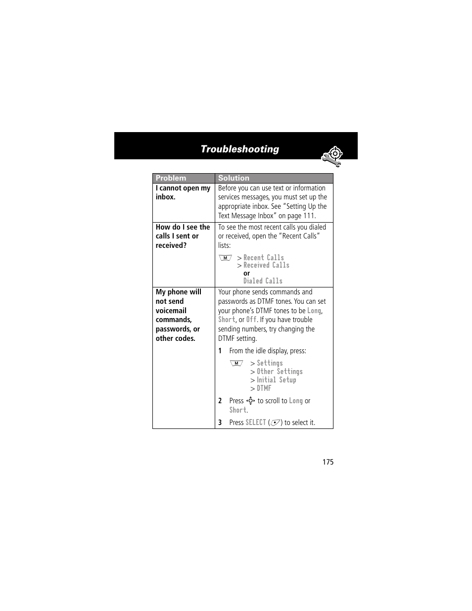 Troubleshooting | Motorola 280 User Manual | Page 177 / 222