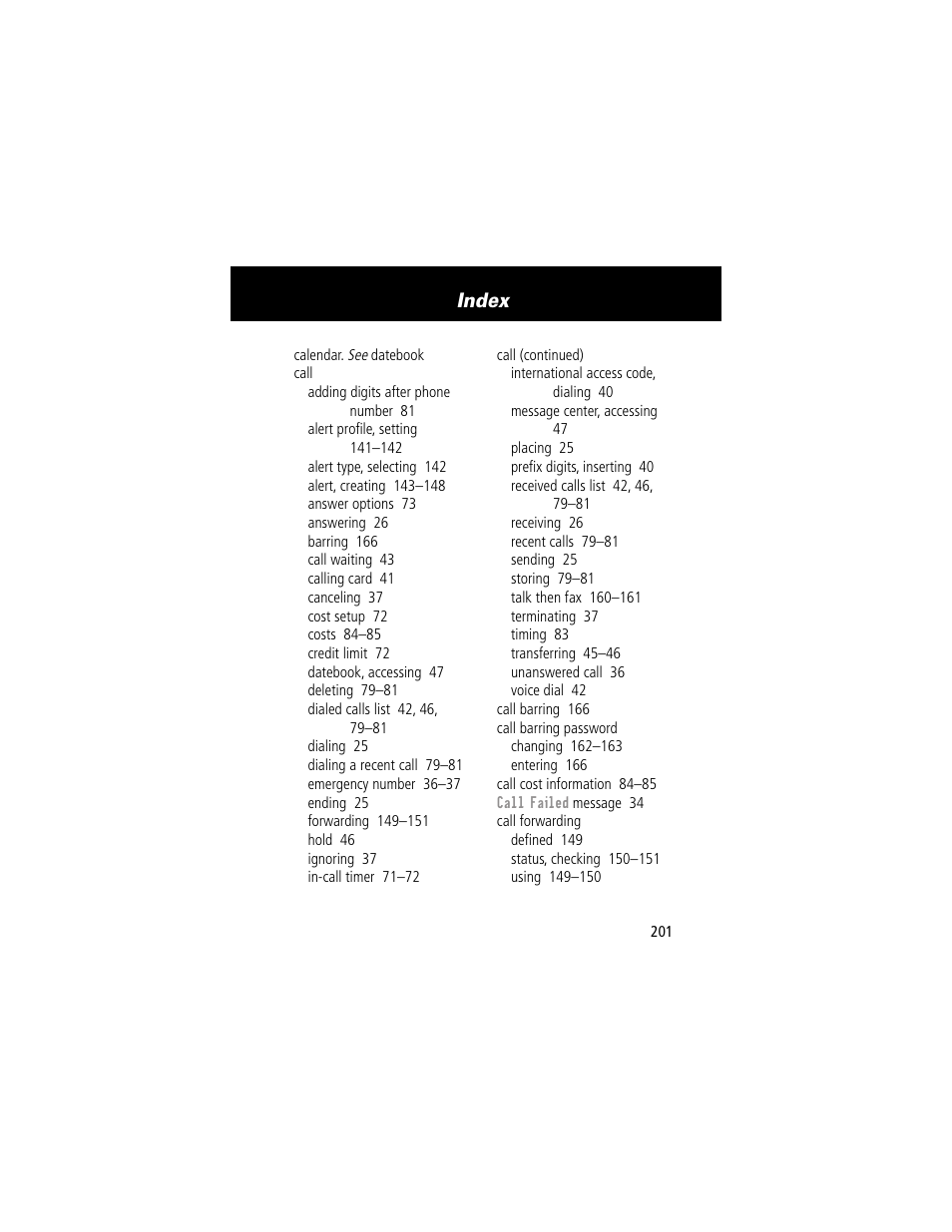 Index | Motorola 280 User Manual | Page 203 / 222