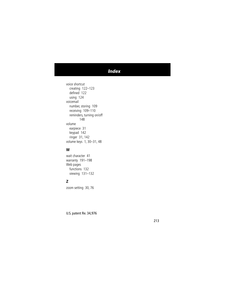 Index | Motorola 280 User Manual | Page 215 / 222