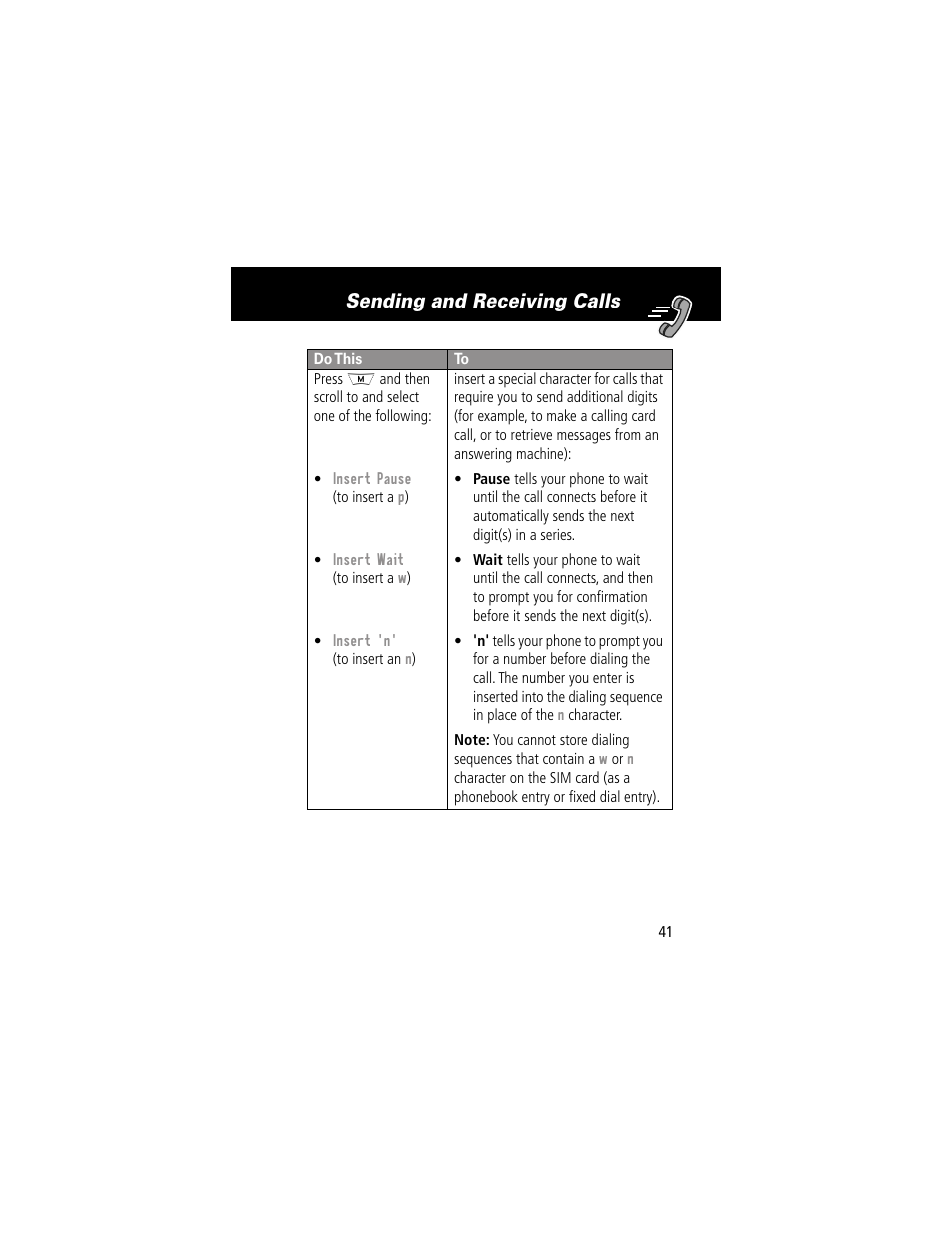 Sending and receiving calls | Motorola 280 User Manual | Page 43 / 222