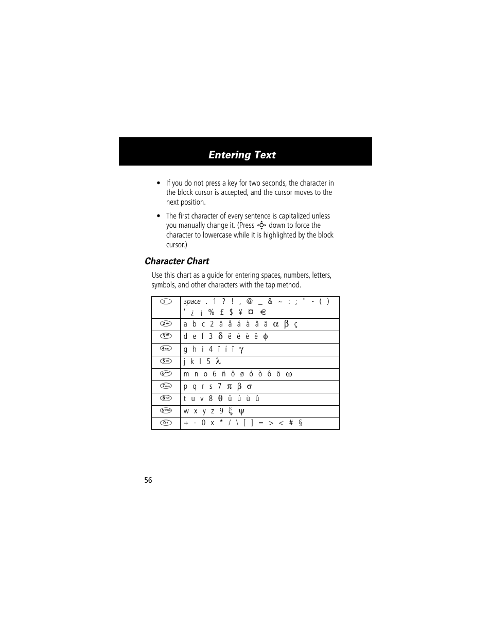 Entering text | Motorola 280 User Manual | Page 58 / 222