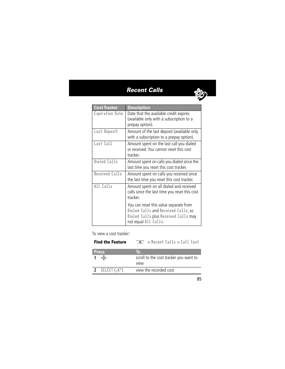 Recent calls | Motorola 280 User Manual | Page 87 / 222