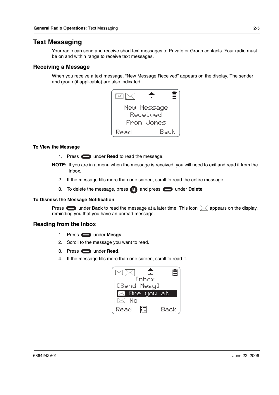 Text messaging | Motorola DTR2430 User Manual | Page 25 / 68