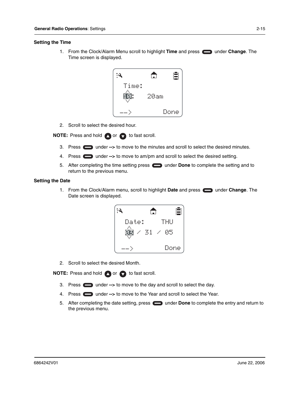 Time: : 20am __> done 10 | Motorola DTR2430 User Manual | Page 35 / 68