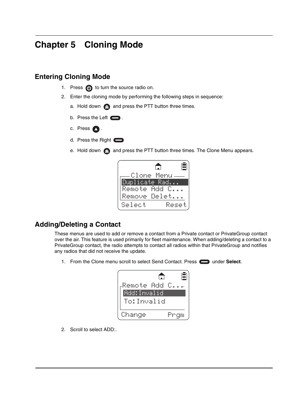 Chapter 5 cloning mode | Motorola DTR2430 User Manual | Page 55 / 68