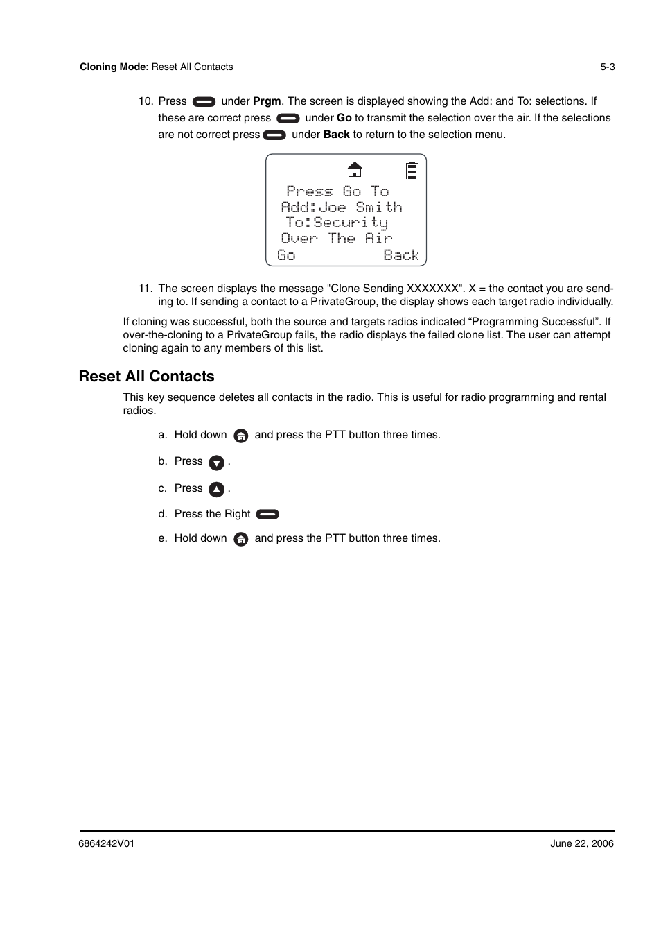 Reset all contacts | Motorola DTR2430 User Manual | Page 57 / 68