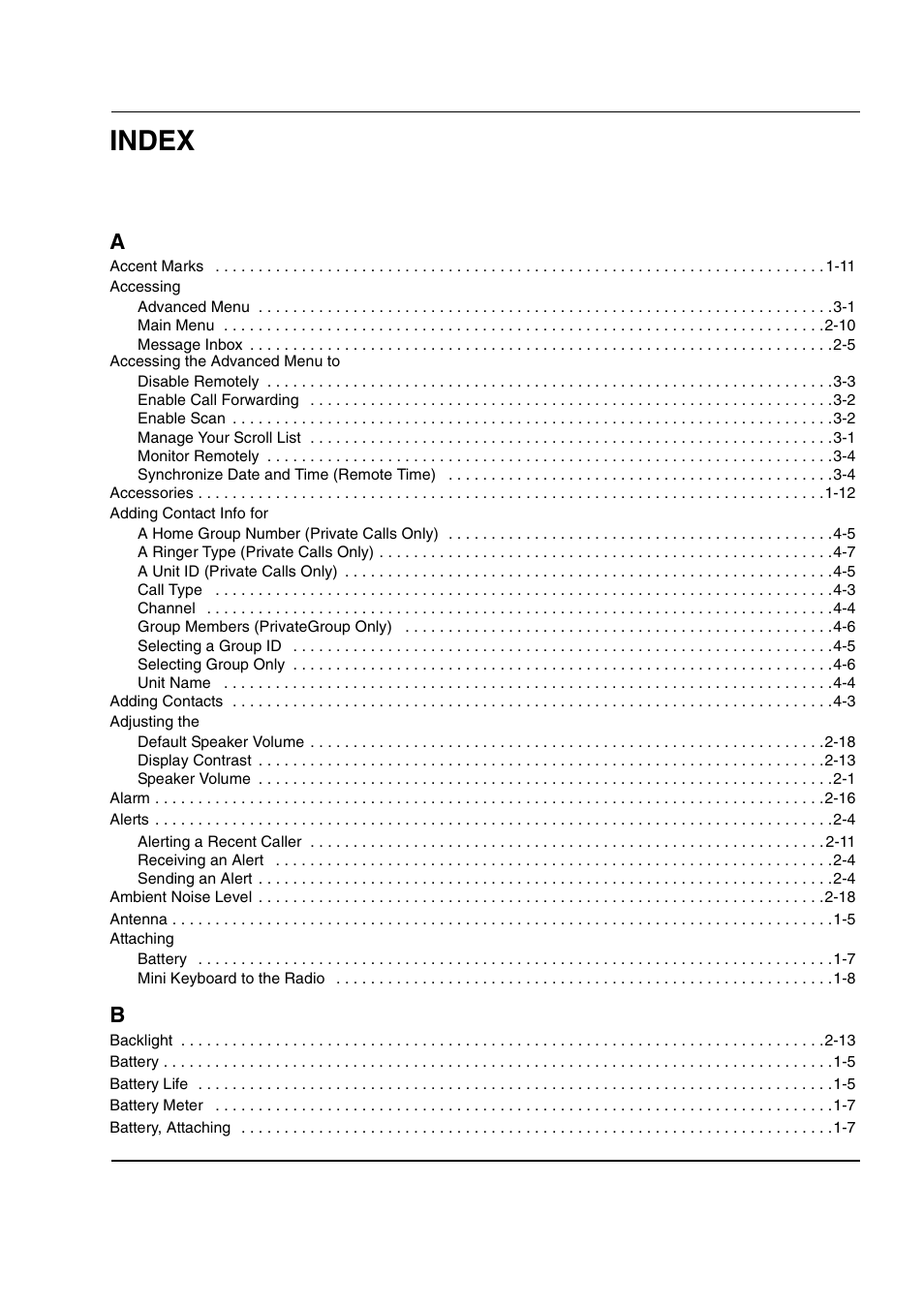 Index | Motorola DTR2430 User Manual | Page 63 / 68