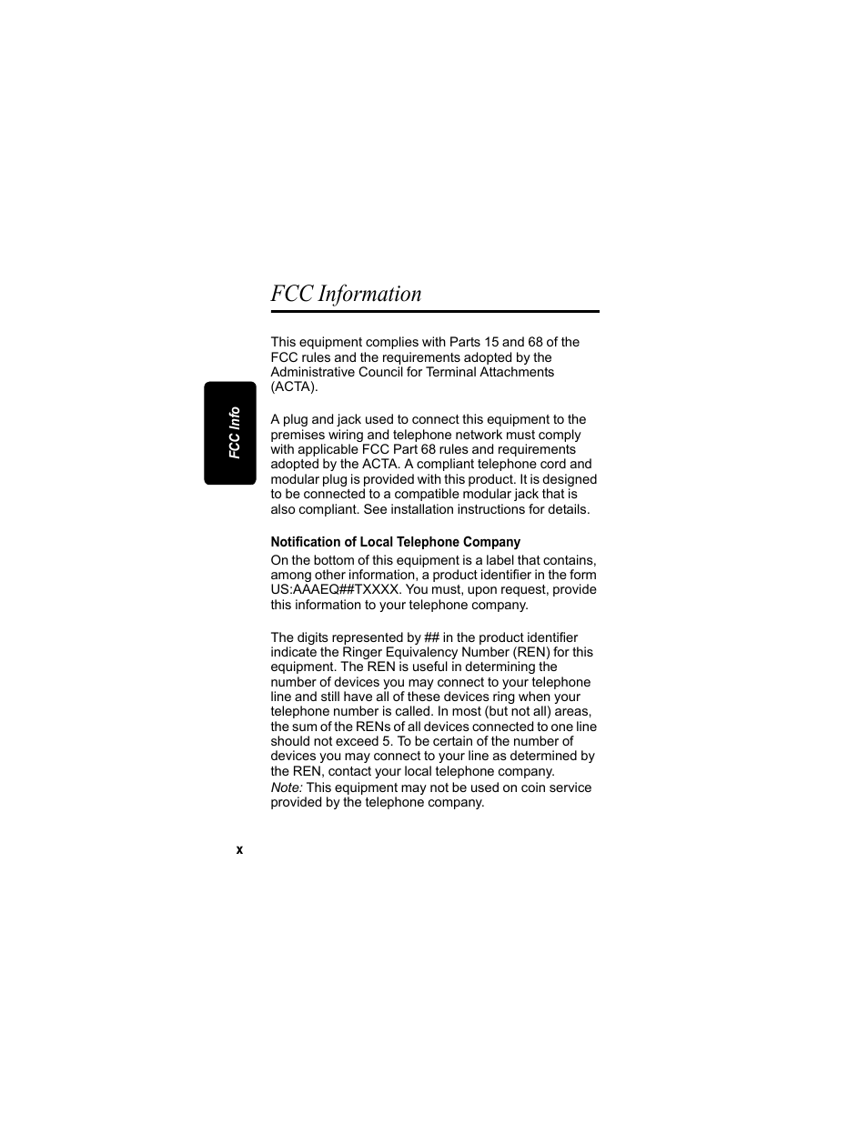 Fcc information | Motorola MD4160 Series User Manual | Page 12 / 86