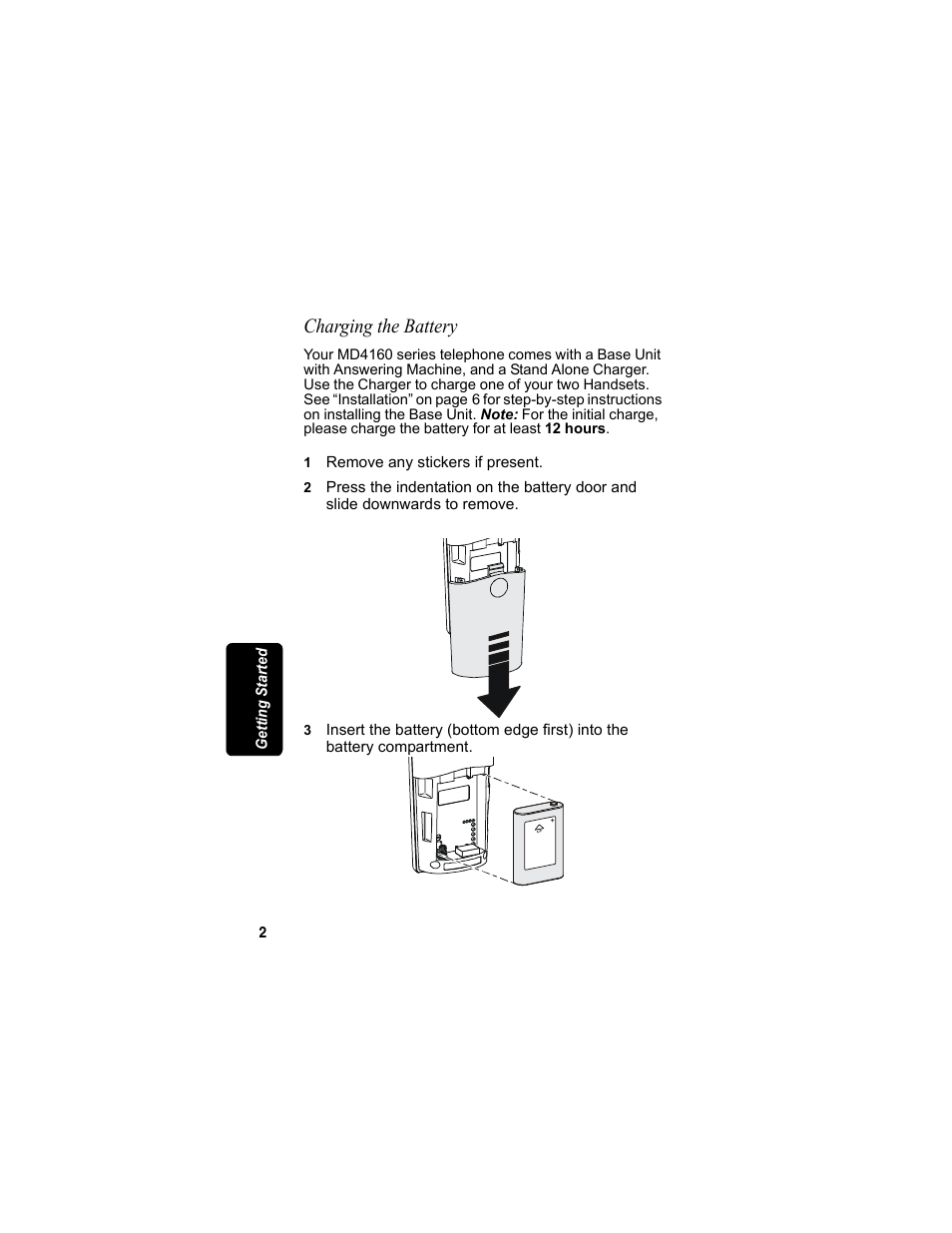 Charging the battery | Motorola MD4160 Series User Manual | Page 17 / 86