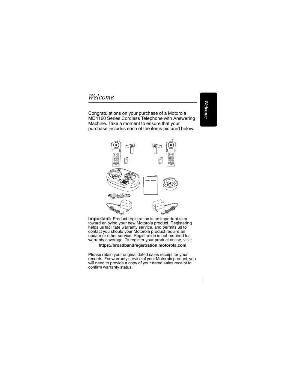 Welcome | Motorola MD4160 Series User Manual | Page 3 / 86