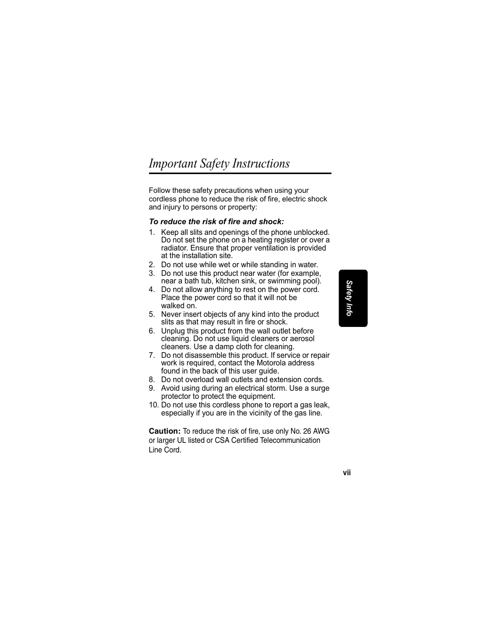 Important safety instructions | Motorola MD4160 Series User Manual | Page 9 / 86