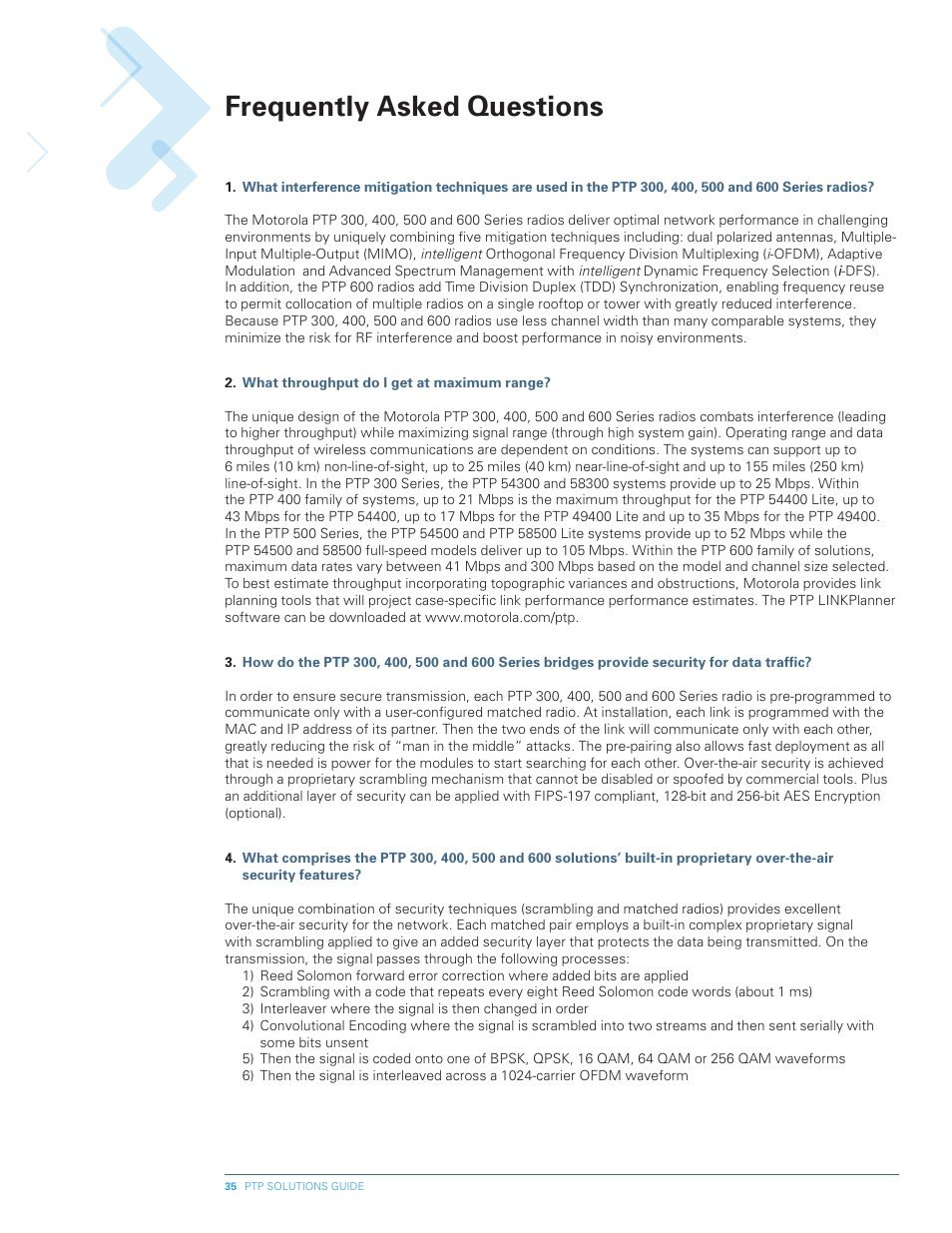 Frequently asked questions | Motorola PTP 300 User Manual | Page 35 / 61