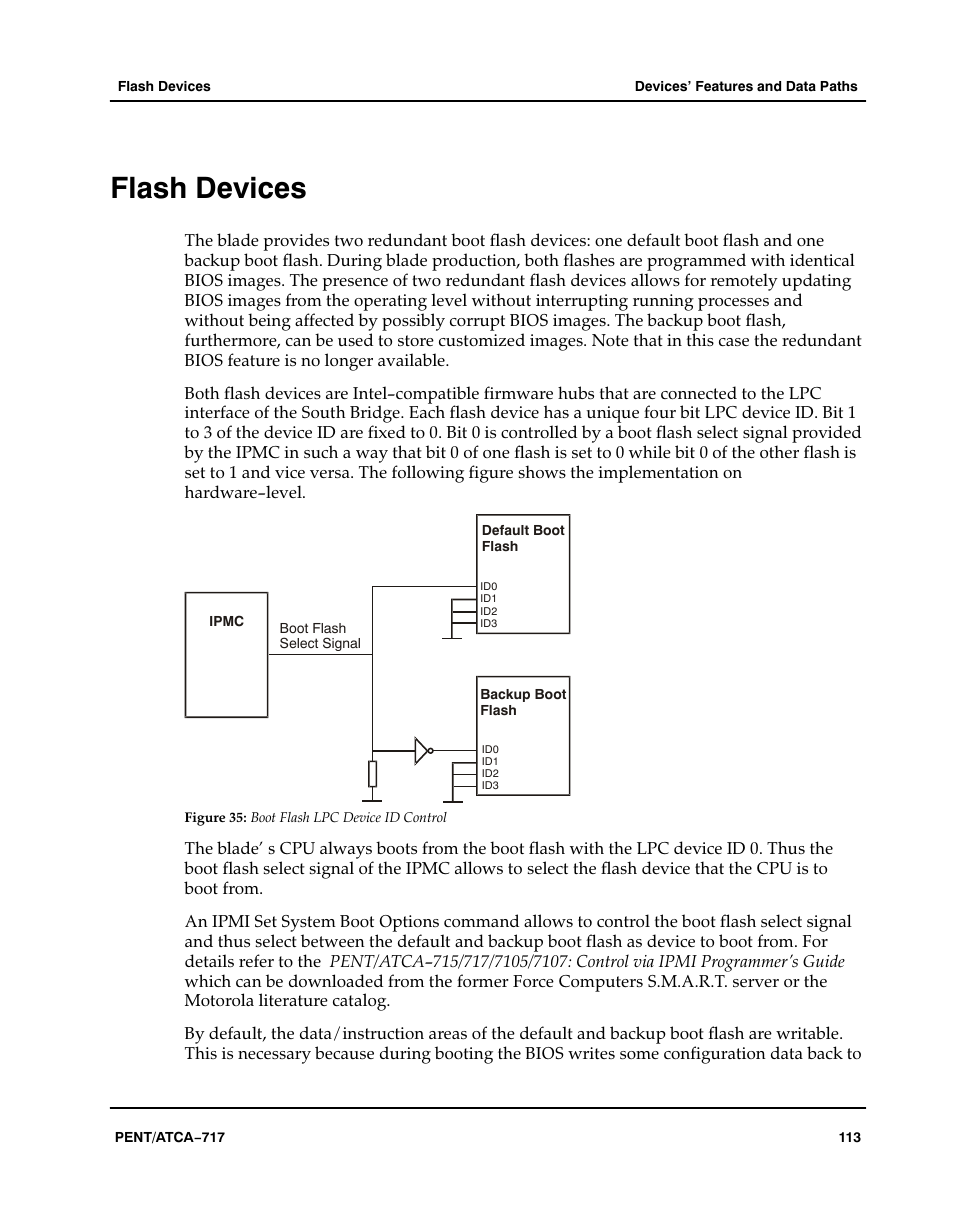 Flash devices, Figure, Aaaaaa | Boot flash lpc device id control | Motorola ATCA-717 User Manual | Page 113 / 156