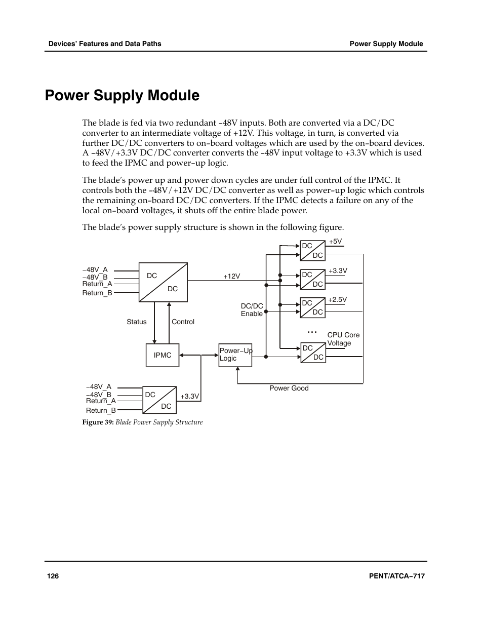 Power supply module, Figure, Aaaaaa | Blade power supply structure | Motorola ATCA-717 User Manual | Page 126 / 156