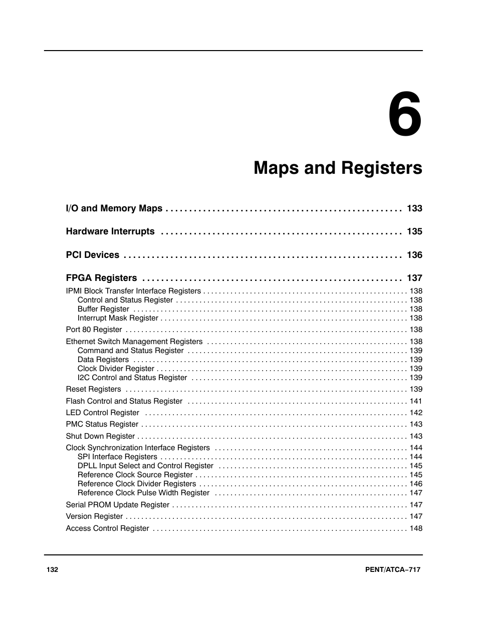 Maps and registers | Motorola ATCA-717 User Manual | Page 132 / 156