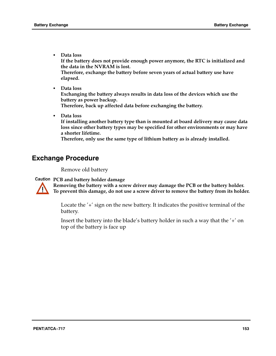 Exchange procedure | Motorola ATCA-717 User Manual | Page 153 / 156